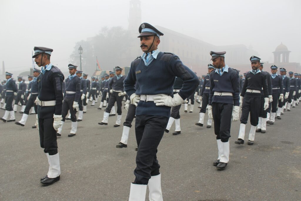 pexels photo 2450438 2450438 Indian military personnel marching in uniform during a foggy independence day parade.